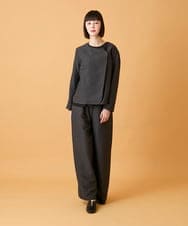 RLLED46350 HIROKO BIS GRANDE(ヒロコ ビス グランデ) 【大きいサイズ】ジャカードストレートパンツ /洗える ダークグレー