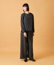 RLLED46350 HIROKO BIS GRANDE(ヒロコ ビス グランデ) 【大きいサイズ】ジャカードストレートパンツ /洗える ダークグレー