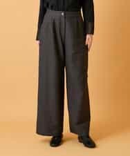 RLLED46350 HIROKO BIS GRANDE(ヒロコ ビス グランデ) 【大きいサイズ】ジャカードストレートパンツ /洗える ダークグレー