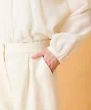 RLLED46350 HIROKO BIS GRANDE(ヒロコ ビス グランデ) 【大きいサイズ】ジャカードストレートパンツ /洗える ダークグレー