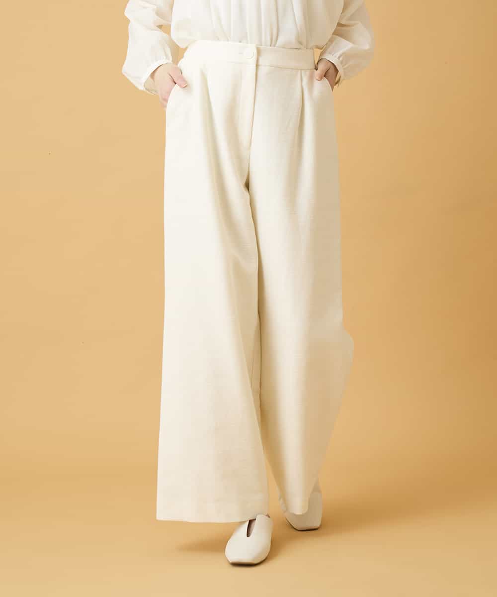 RLLED46350 HIROKO BIS GRANDE(ヒロコ ビス グランデ) 【大きいサイズ】ジャカードストレートパンツ /洗える ダークグレー