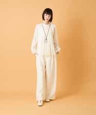 RLLED46350 HIROKO BIS GRANDE(ヒロコ ビス グランデ) 【大きいサイズ】ジャカードストレートパンツ /洗える ダークグレー