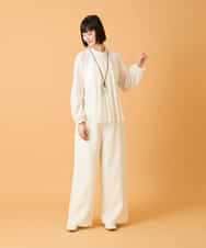 RLLED46350 HIROKO BIS GRANDE(ヒロコ ビス グランデ) 【大きいサイズ】ジャカードストレートパンツ /洗える ダークグレー