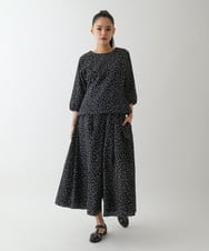 RLLFB57310 HIROKO BIS GRANDE(ヒロコ ビス グランデ) 【大きいサイズ】シアーチェックドットフレアパンツ /洗える ブラック