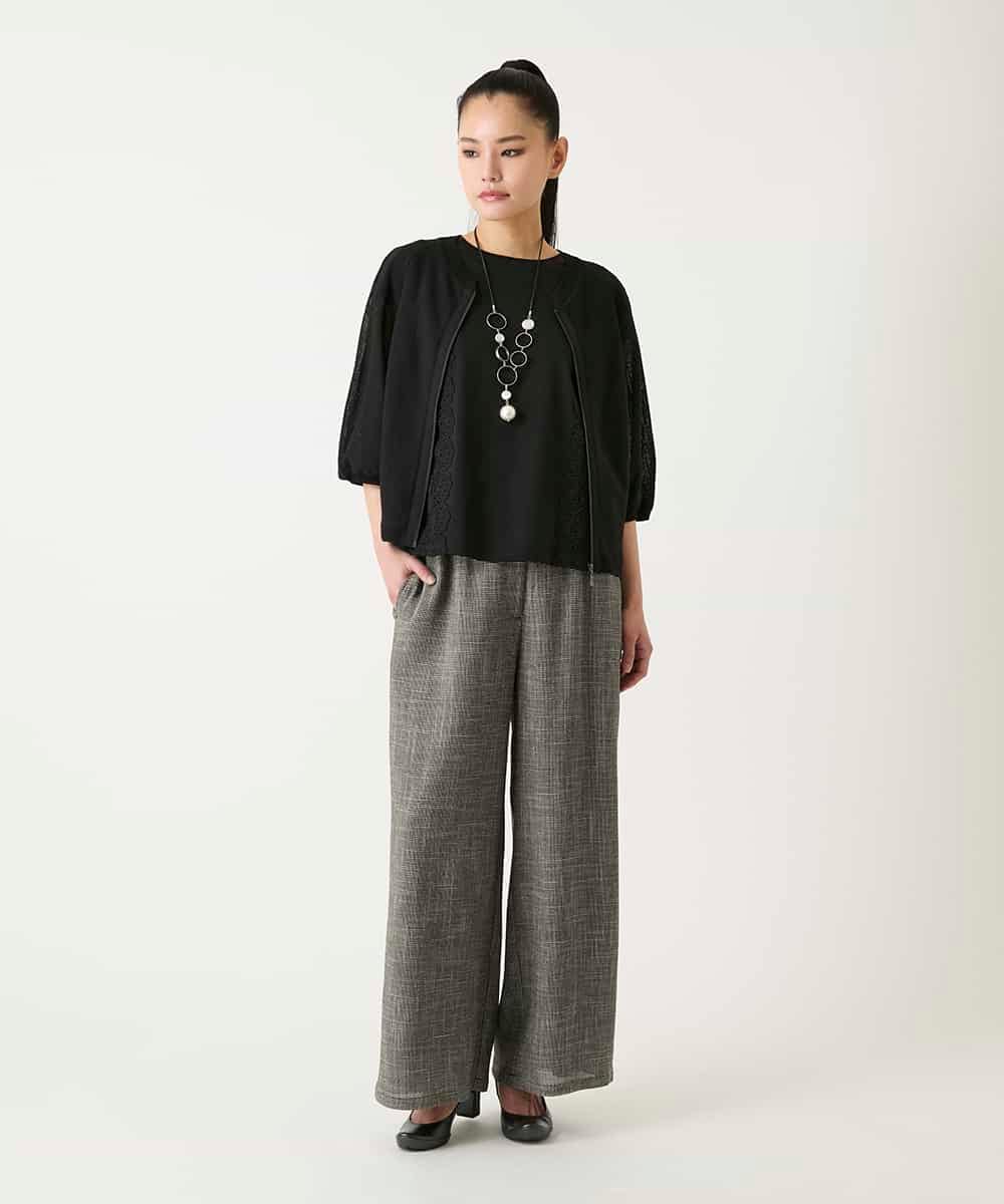 RLLFD03290 HIROKO BIS GRANDE(ヒロコ ビス グランデ) ツイーディーメッシュワイドパンツ ブラック