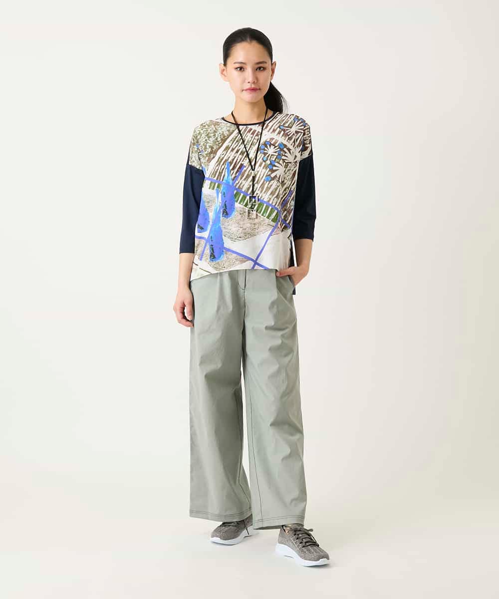 RLLFD32310 HIROKO BIS GRANDE(ヒロコ ビス グランデ) リネンライクイージーワイドパンツ ライトグレー