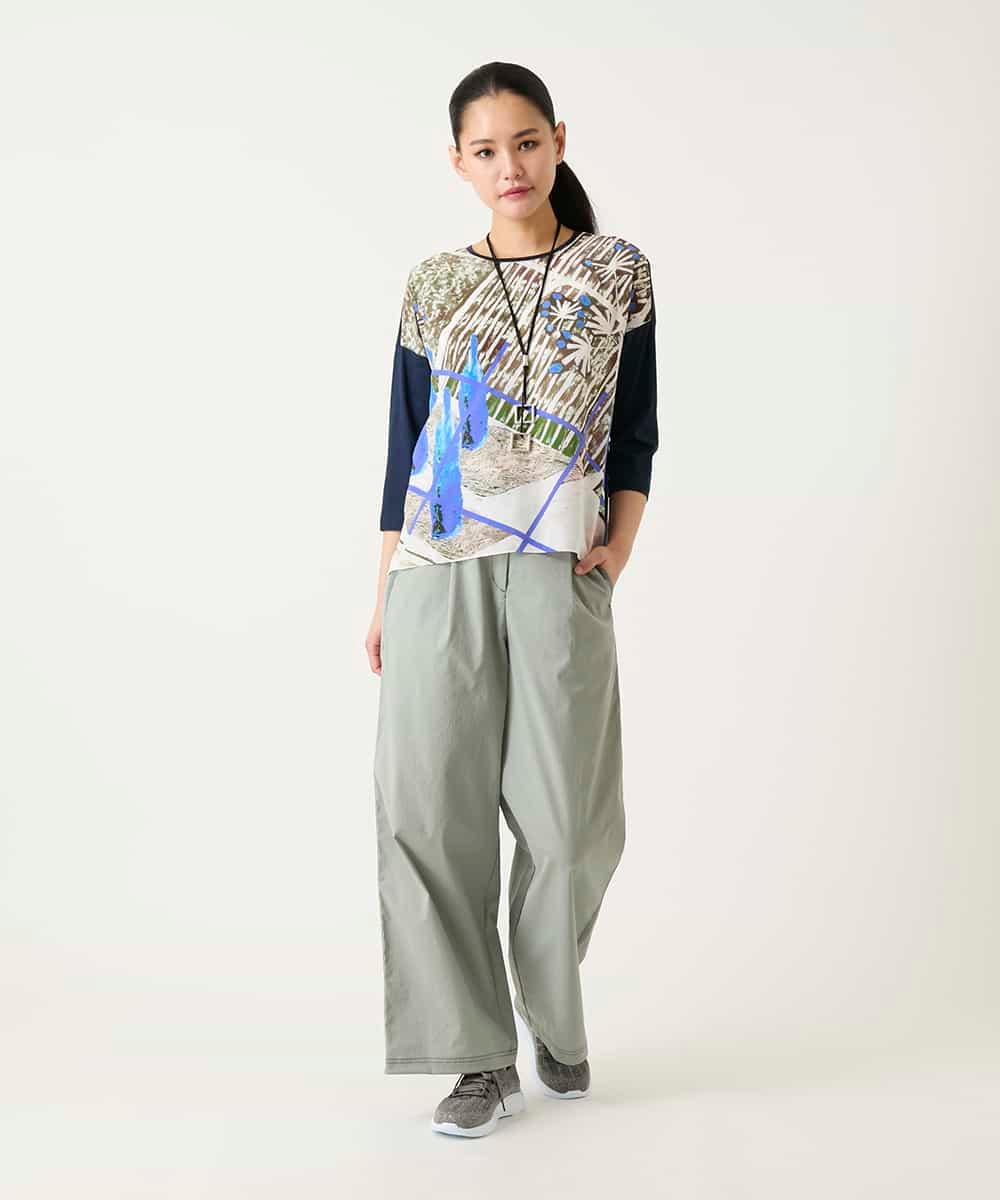 RLLFD32310 HIROKO BIS GRANDE(ヒロコ ビス グランデ) リネンライクイージーワイドパンツ ライトグレー