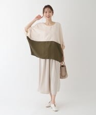 RLLFT03260 HIROKO BIS GRANDE(ヒロコ ビス グランデ) 【洗濯機で洗える】ヴィンテージツイルボリュームパンツ ネイビー