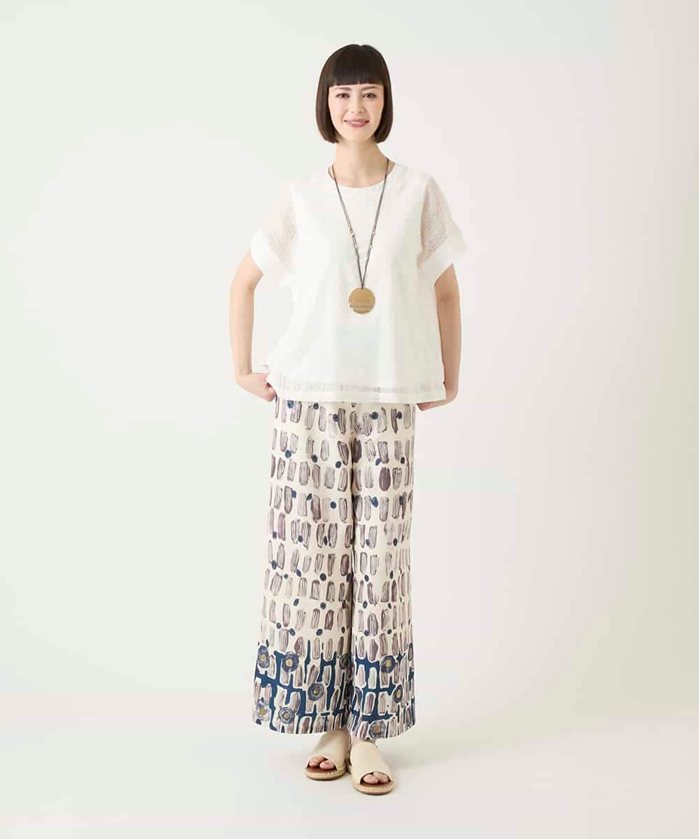 RLLGE05310 HIROKO BIS GRANDE(ヒロコ ビス グランデ) エスニックモチーフスラブワイドパンツ ベージュ