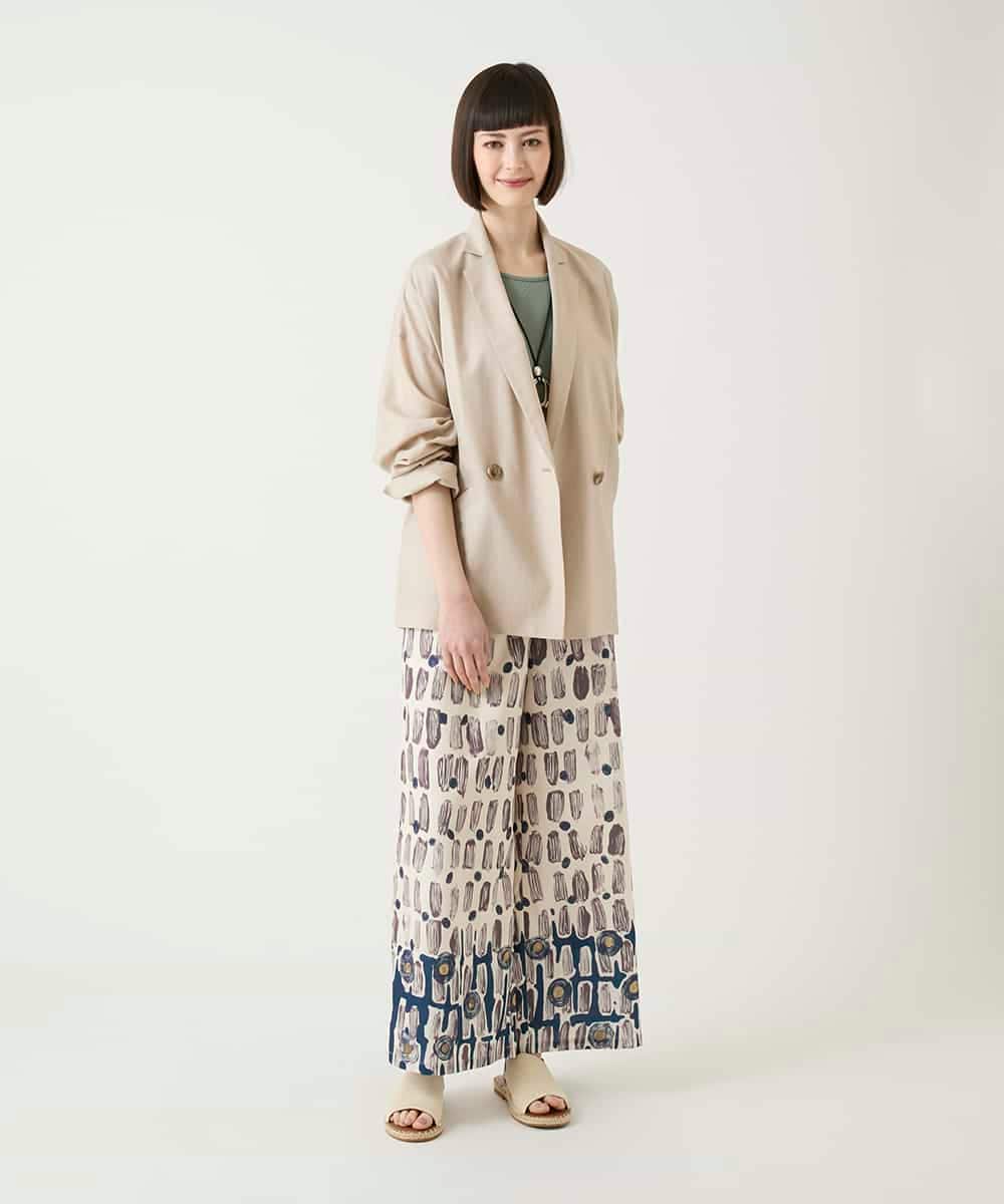 RLLGE05310 HIROKO BIS GRANDE(ヒロコ ビス グランデ) エスニックモチーフスラブワイドパンツ ベージュ