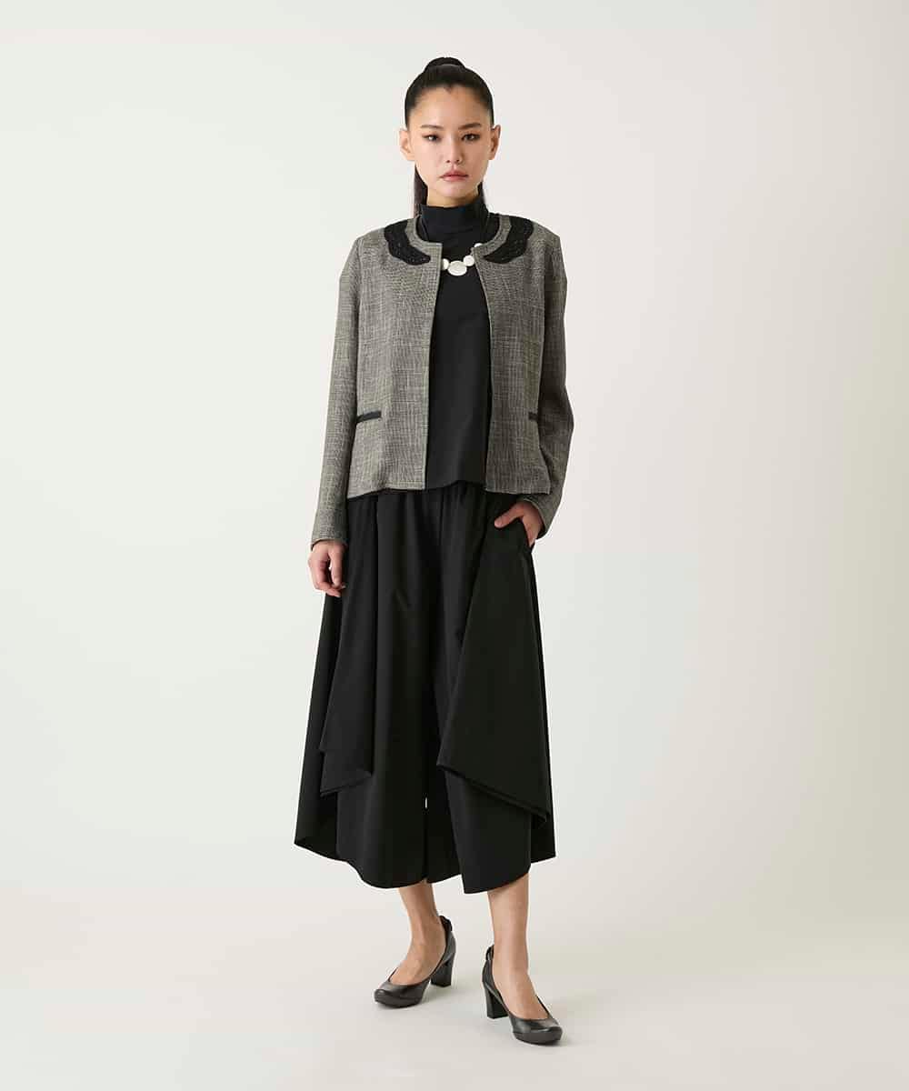 RLLGE11310 HIROKO BIS GRANDE(ヒロコ ビス グランデ) 【大きいサイズ】サークルヘムドレープフレアパンツ /洗える カーキ