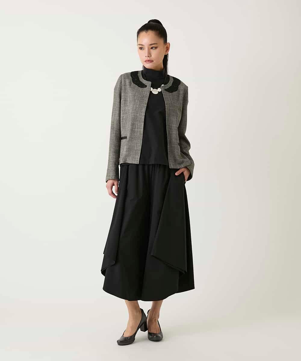 RLLGE11310 HIROKO BIS GRANDE(ヒロコ ビス グランデ) 【大きいサイズ】サークルヘムドレープフレアパンツ /洗える カーキ