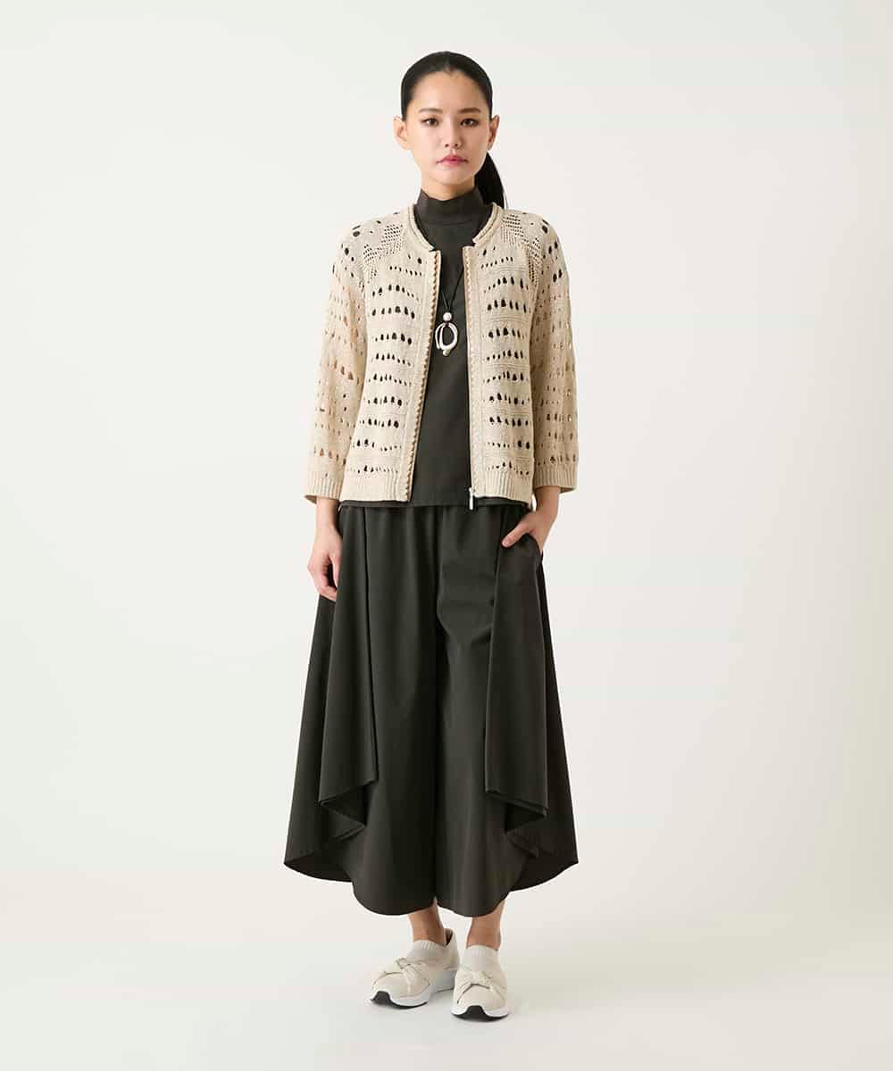 RLLGE11310 HIROKO BIS GRANDE(ヒロコ ビス グランデ) 【大きいサイズ】サークルヘムドレープフレアパンツ /洗える カーキ