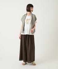 RLLGE12290 HIROKO BIS GRANDE(ヒロコ ビス グランデ) 【大きいサイズ】ウエストギャザーリネンライクワイドパンツ ベージュ
