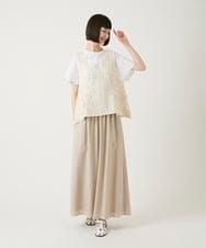 RLLGE12290 HIROKO BIS GRANDE(ヒロコ ビス グランデ) 【大きいサイズ】ウエストギャザーリネンライクワイドパンツ ベージュ