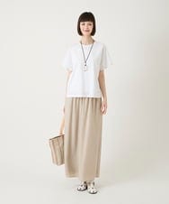 RLLGE12290 HIROKO BIS GRANDE(ヒロコ ビス グランデ) 【大きいサイズ】ウエストギャザーリネンライクワイドパンツ ベージュ
