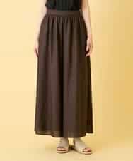 RLLGE12290 HIROKO BIS GRANDE(ヒロコ ビス グランデ) 【先行予約/大きいサイズ】ウエストギャザーリネンライクワイドパンツ ブラウン