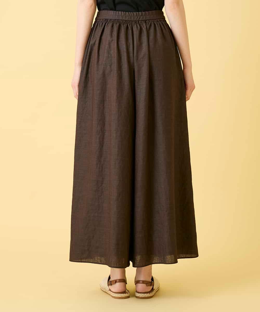 RLLGE12290 HIROKO BIS GRANDE(ヒロコ ビス グランデ) 【先行予約/大きいサイズ】ウエストギャザーリネンライクワイドパンツ ブラウン