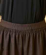 RLLGE12290 HIROKO BIS GRANDE(ヒロコ ビス グランデ) 【先行予約/大きいサイズ】ウエストギャザーリネンライクワイドパンツ ブラウン