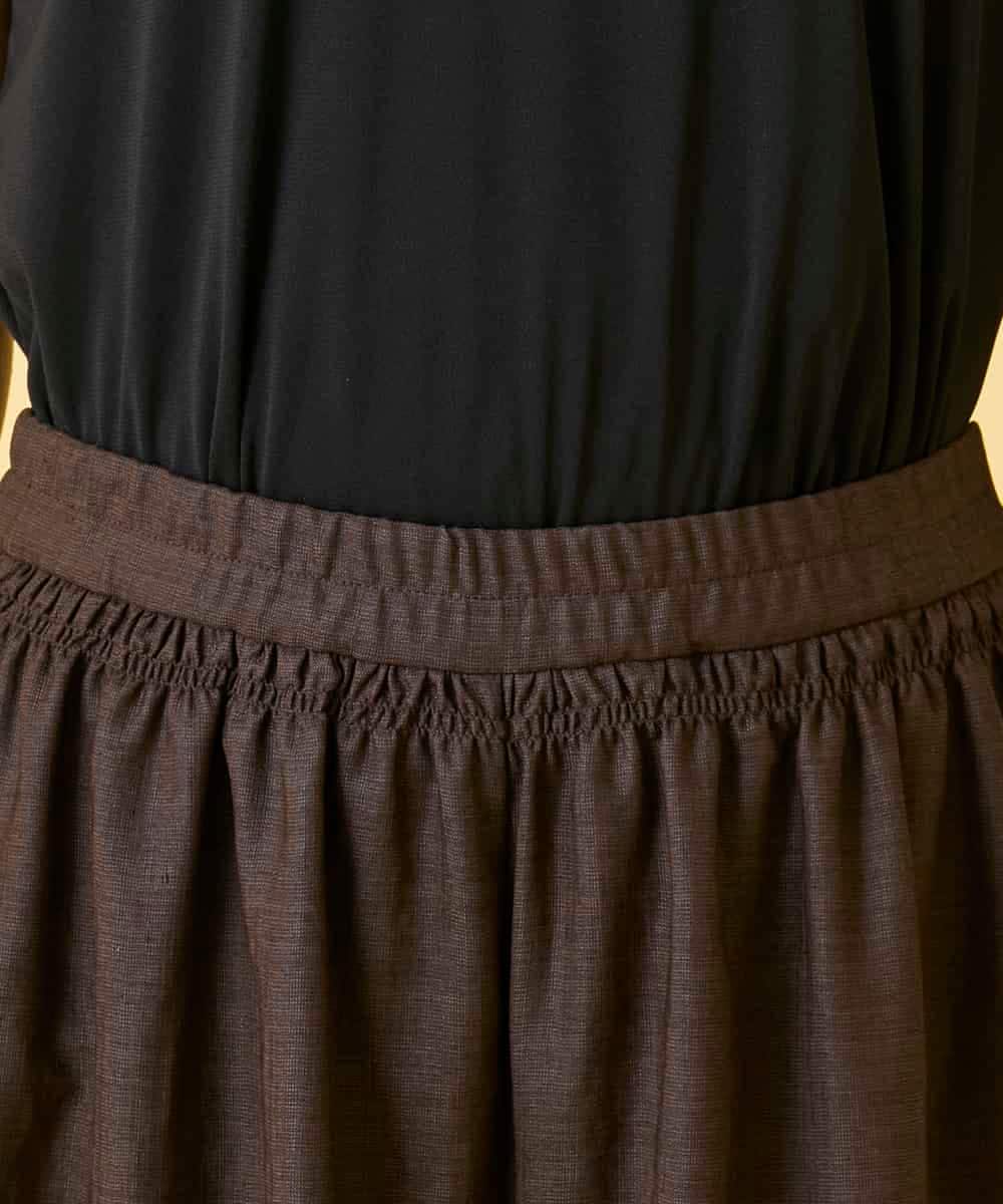 RLLGE12290 HIROKO BIS GRANDE(ヒロコ ビス グランデ) 【先行予約/大きいサイズ】ウエストギャザーリネンライクワイドパンツ ブラウン