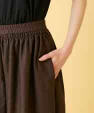 RLLGE12290 HIROKO BIS GRANDE(ヒロコ ビス グランデ) 【先行予約/大きいサイズ】ウエストギャザーリネンライクワイドパンツ ブラウン