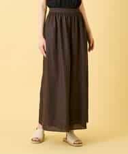 RLLGE12290 HIROKO BIS GRANDE(ヒロコ ビス グランデ) 【先行予約/大きいサイズ】ウエストギャザーリネンライクワイドパンツ ブラウン