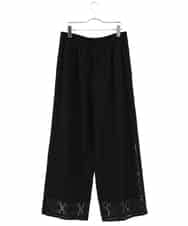 RLLGE30280 HIROKO BIS GRANDE(ヒロコ ビス グランデ) ラッセルレースサイドラインフレアーパンツ ブラック