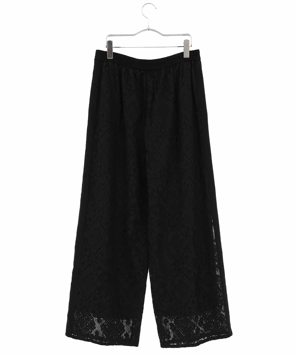 RLLGE30280 HIROKO BIS GRANDE(ヒロコ ビス グランデ) ラッセルレースサイドラインフレアーパンツ ブラック