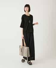 RLLGE30280 HIROKO BIS GRANDE(ヒロコ ビス グランデ) ラッセルレースサイドラインフレアーパンツ ブラック