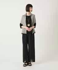 RLLGE30280 HIROKO BIS GRANDE(ヒロコ ビス グランデ) ラッセルレースサイドラインフレアーパンツ ブラック