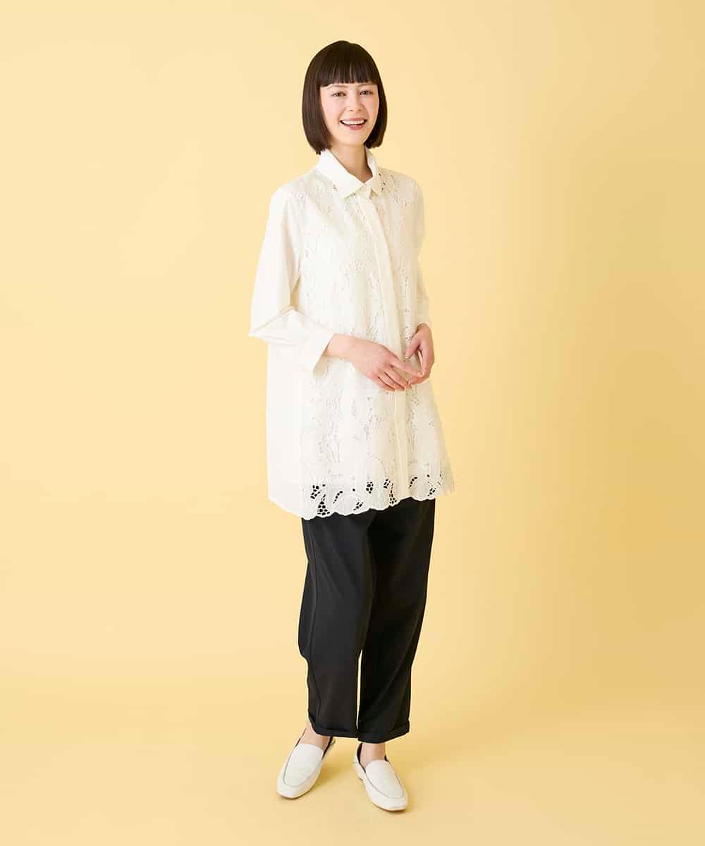 RLLGE40250 HIROKO BIS GRANDE(ヒロコ ビス グランデ) 【先行予約/大きいサイズ】ウエストギャザーストレッチパンツ ネイビー