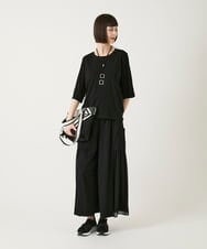 RLLGE58310 HIROKO BIS GRANDE(ヒロコ ビス グランデ) 異素材ジョイントデザインワイドパンツ ネイビー