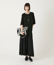 RLLGE58310 HIROKO BIS GRANDE(ヒロコ ビス グランデ) 異素材ジョイントデザインワイドパンツ ネイビー