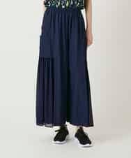 RLLGE58310 HIROKO BIS GRANDE(ヒロコ ビス グランデ) 異素材ジョイントデザインワイドパンツ ネイビー