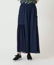 RLLGE58310 HIROKO BIS GRANDE(ヒロコ ビス グランデ) 異素材ジョイントデザインワイドパンツ ネイビー