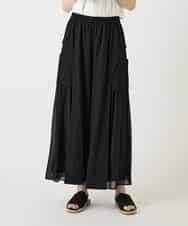 RLLGE58310 HIROKO BIS GRANDE(ヒロコ ビス グランデ) 異素材ジョイントデザインワイドパンツ ブラック