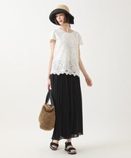 RLLHA12250 HIROKO BIS GRANDE(ヒロコ ビス グランデ) 【先行予約/大きいサイズ】ジョーゼットプリーツワイドパンツ ブラック