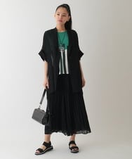 RLLHA12250 HIROKO BIS GRANDE(ヒロコ ビス グランデ) 【大きいサイズ】ジョーゼットプリーツワイドパンツ /洗える ブラック