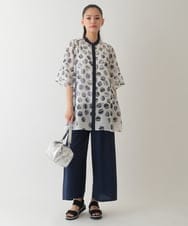 RLLHA51250 HIROKO BIS GRANDE(ヒロコ ビス グランデ) 【大きいサイズ】リネンライクドライイージーワイドパンツ /洗濯機で洗える ネイビー