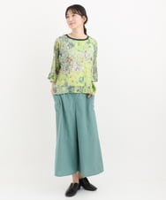 RLLHS26280 HIROKO BIS GRANDE(ヒロコ ビス グランデ) 【洗濯機で洗える】リネンライクボリュームワイドパンツ グリーン