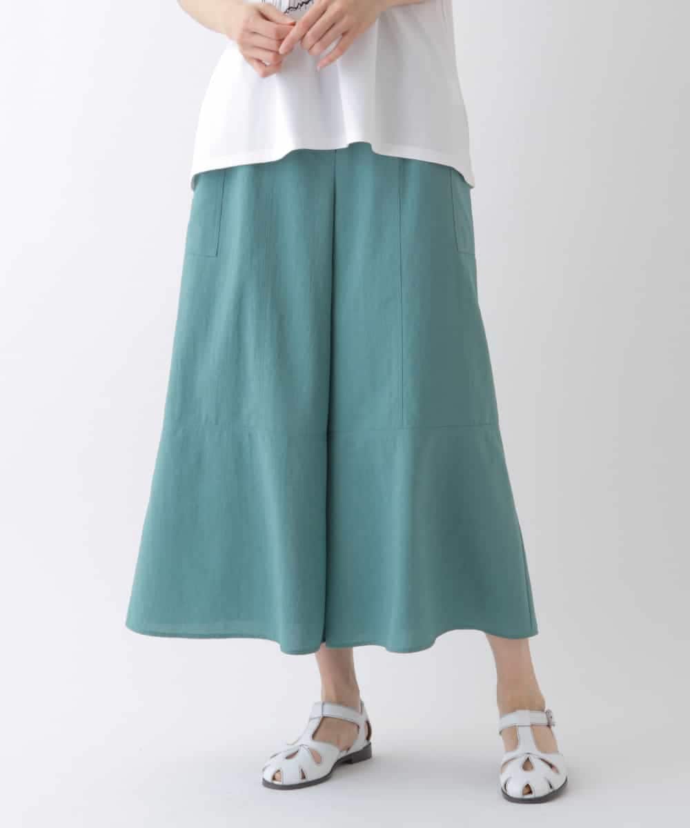 RLLHS26280 HIROKO BIS GRANDE(ヒロコ ビス グランデ) 【洗濯機で洗える】リネンライクボリュームワイドパンツ グリーン