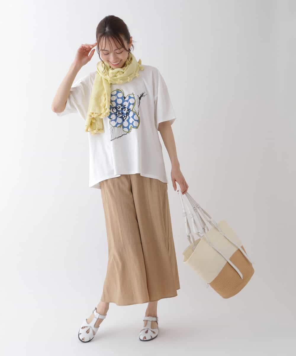 RLLHS26280 HIROKO BIS GRANDE(ヒロコ ビス グランデ) 【洗濯機で洗える】リネンライクボリュームワイドパンツ グリーン