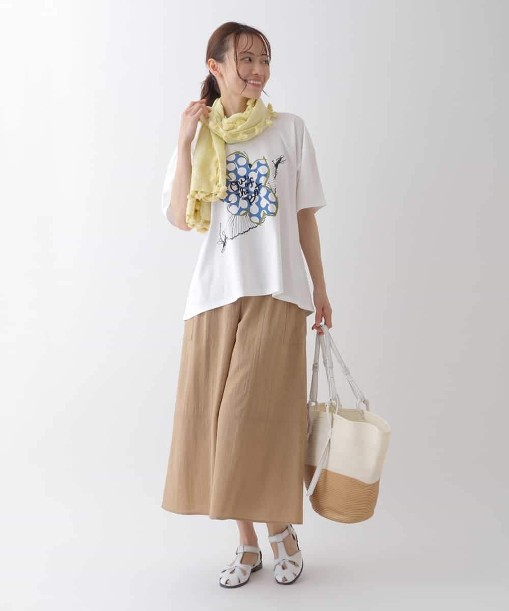 RLLHS26280 HIROKO BIS GRANDE(ヒロコ ビス グランデ) 【洗濯機で洗える】リネンライクボリュームワイドパンツ グリーン