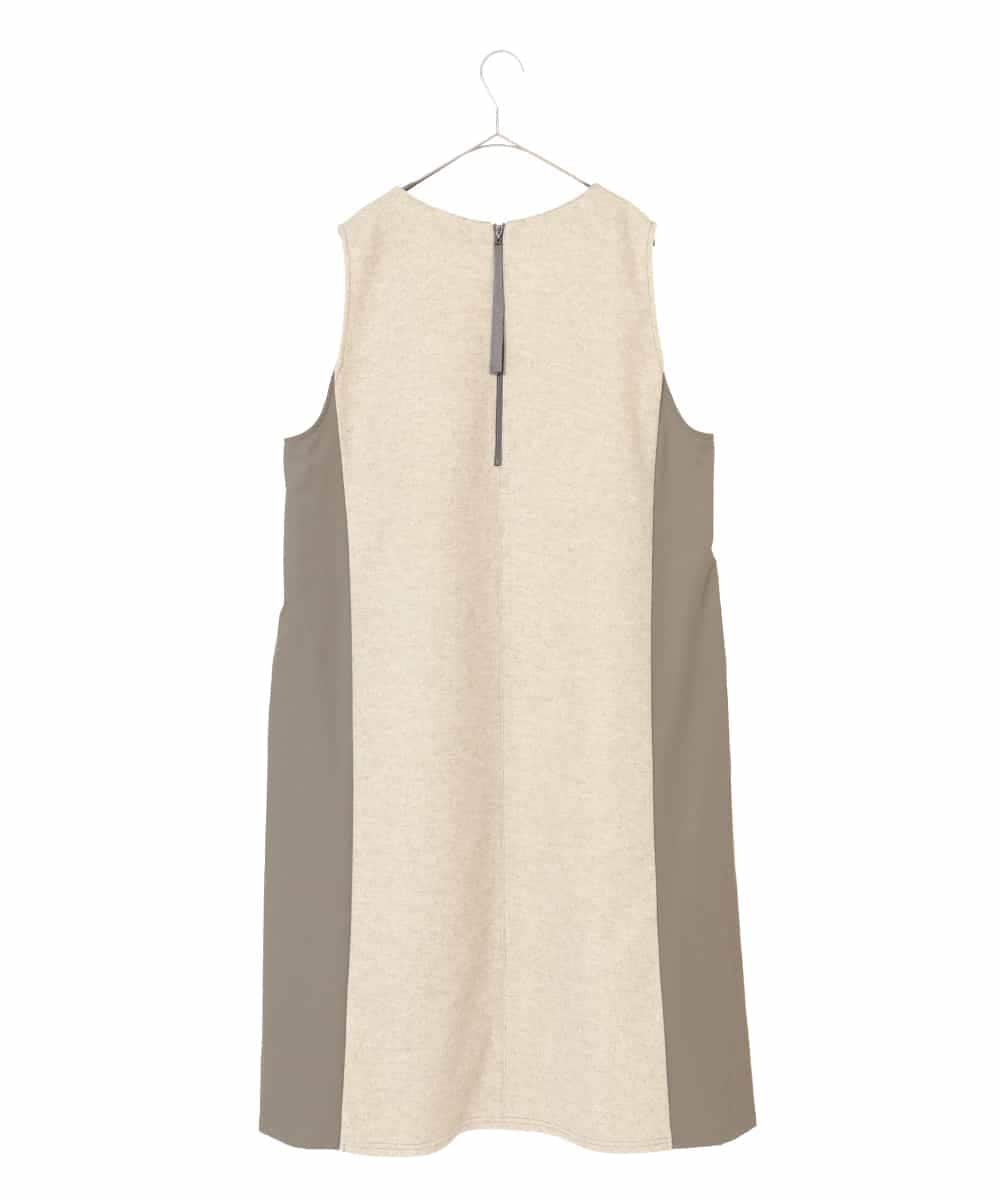 RLPAD27350 HIROKO BIS GRANDE(ヒロコ ビス グランデ) 【大きいサイズ】異素材Vネックジャンパースカート /洗える ベージュ