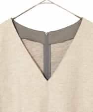 RLPAD27350 HIROKO BIS GRANDE(ヒロコ ビス グランデ) 【大きいサイズ】異素材Vネックジャンパースカート /洗える ベージュ