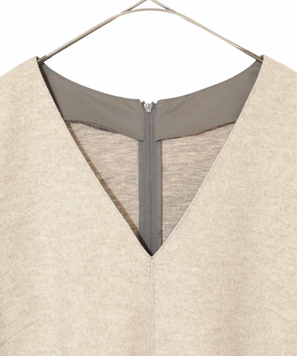 RLPAD27350 HIROKO BIS GRANDE(ヒロコ ビス グランデ) 【大きいサイズ】異素材Vネックジャンパースカート /洗える ベージュ