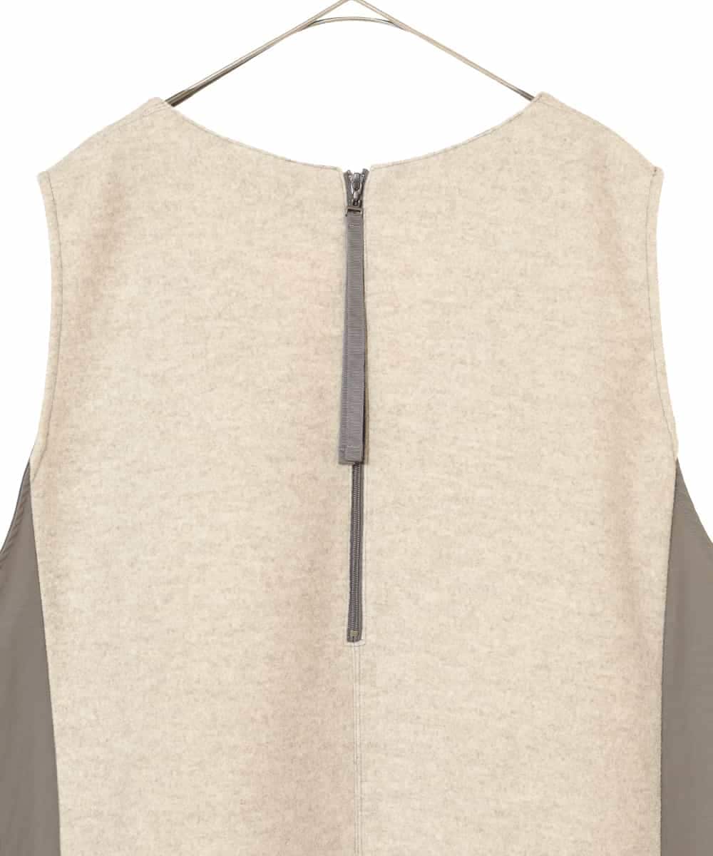 RLPAD27350 HIROKO BIS GRANDE(ヒロコ ビス グランデ) 【大きいサイズ】異素材Vネックジャンパースカート /洗える ベージュ