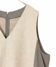 RLPAD27350 HIROKO BIS GRANDE(ヒロコ ビス グランデ) 【大きいサイズ】異素材Vネックジャンパースカート /洗える ベージュ