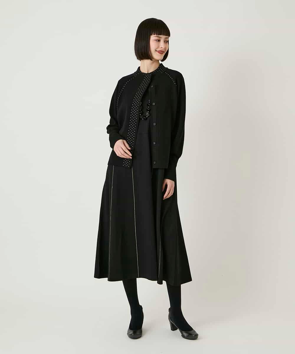 RLPAE42510 HIROKO BIS GRANDE(ヒロコ ビス グランデ) ラインアクセント切り替えデザインポンチワンピース ブラック