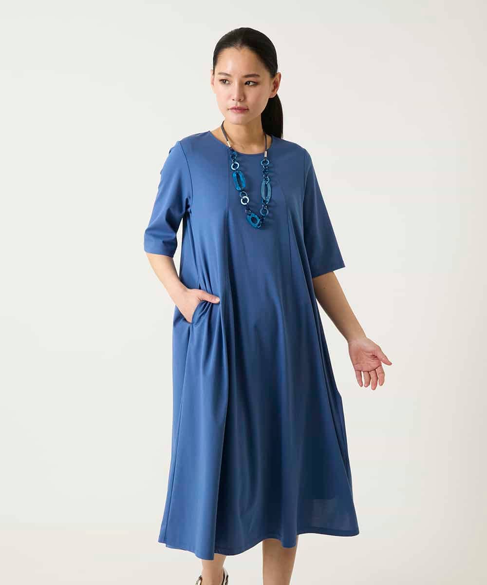 RLPFD37380 HIROKO BIS GRANDE(ヒロコ ビス グランデ) 切り替えフレアジャージーワンピース ブルー